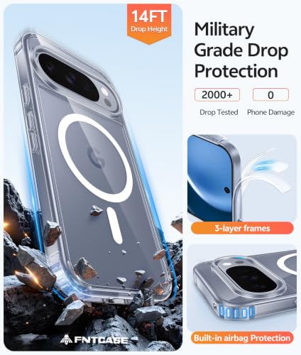 Image of FNTCASE for Google Pixel 10 Pro XL / 9 Pro XL Case, Compatible with Magsafe | Screen Protector, Anti Yellowing, 14FT Military Grade Drop Protection, Shockproof Protective Phone Cover, Transparent Clear