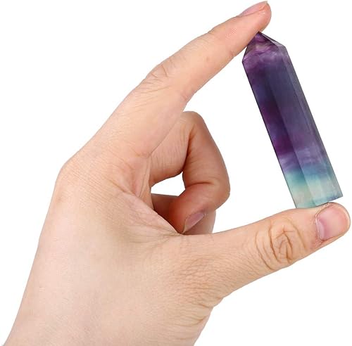 Miniatura 5 de Varita hexagonal de cristal de fluorita natural piedra de cuarzo curativa amatista curativa terapia de meditación espiritual decoración del hogar y