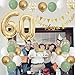 60th Birthday Decorations for Men Women, Sage Green White Gold Balloons With Happy 60th Banner, Cake Topper, Number 60 Foil Balloon for 60 Year Old Party Decoration