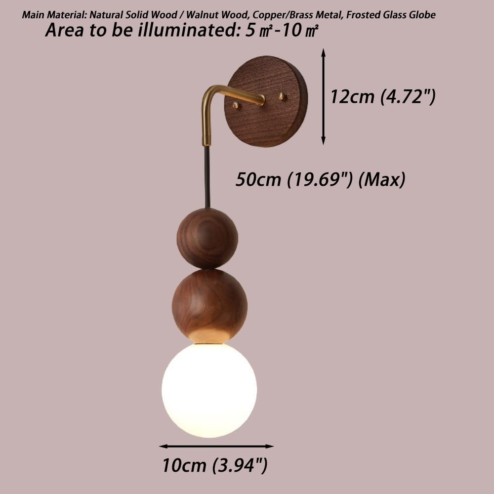 Lampada Da Parete Nordica Moderna, Regolabile, In Legno Massello E Ottone