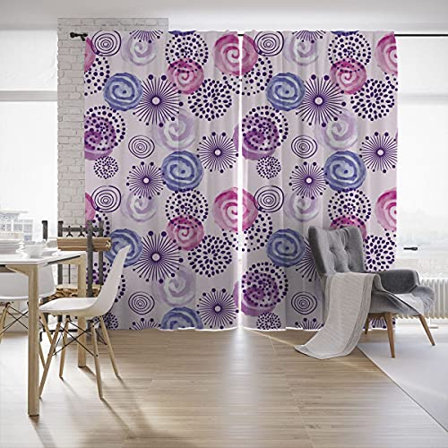 Image of KHD 3D Unique Design Digital Printed Polyester Fabric Curtains for Bed Room Kids Room Living Room Color Purple Window /Door /Long Door (D.N.1069) (4 x 9 Feet (Size ; 48 x 108 Inch) Long Door, 2)