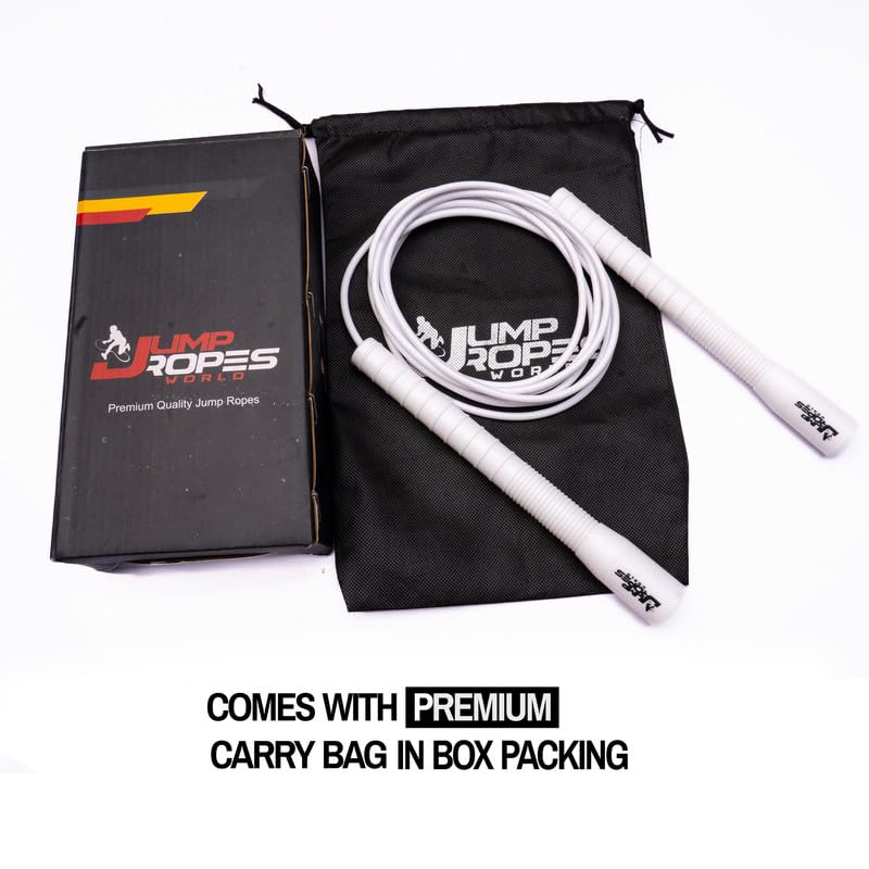 Image of World, Long Handle 4MM | Freestyle Adjustable PVC Skipping Rope for Men | Tangle-Free, Fast-Spinning Jump Rope for Beginners and Trick Training (White)