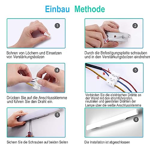 OOWOLF 12W 1200lm 44cm LED lampada da specchio