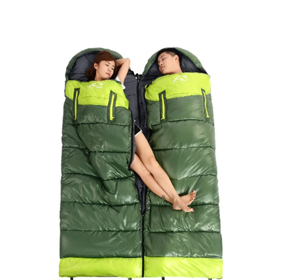 Sacchi a Pelo da Campeggio Sacchi a Pelo Sacco a Compressione Leggero Avvolge Zip Compressa All'aperto Spessa Calda Interna Pausa Pranzo Viaggio Cotone Impermeabile, Verde,A1.35kg