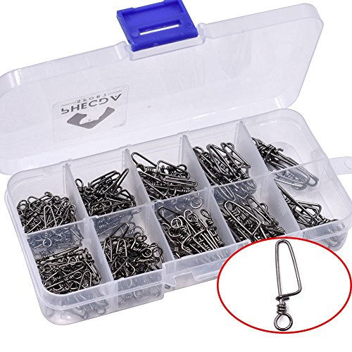 180Pcs Agrafe Coastlock de Pêche en Inox Taille 0# 1# 2# 3# 4# Matériels de Bas de Ligne Pêche Connecteur de Pêche dans l’Eau Douce ou Salée (180pcs Agrafe de Pêche) Cover