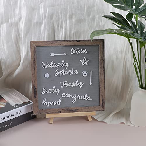 Double Sided Felt Letter Board Letter Board 10X10In Letter Board With Slant Vintage Wood Frame With Letters And Numbers (Double Sided(Grey&Black)) #TOP6