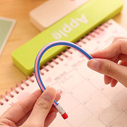 Mega Stationers Multi Colored Striped Magic Pencil With Eraser, 12 Inches Long, Soft Bendy Flexible For Kids- Great Fun!! Gift For Students Or Children (20) #TOP3