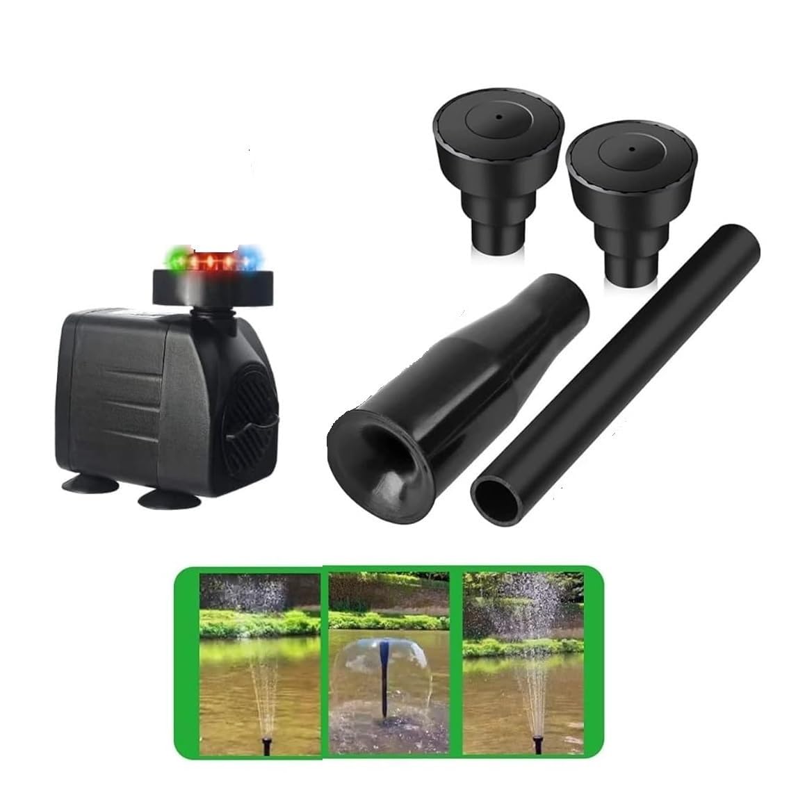 Asian Pumps & Machineries 10W Fountain Water Pump Kit with Mushroom and Blossom Spray Head 12 LED Light for Pond Aquarium Pool Garden Statuary Fish Tank 400L/hr (Small Fountain) (B0C4Z44S34) Amazon Price History, Amazon Price Tracker