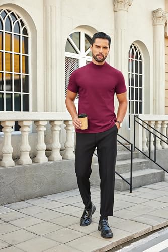 Image of COOFANDY Mens Mock Turtleneck Shirts Casual Premium Cotton Short Sleeve Shirt Basic Half Neck T-Shirts