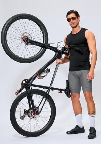 Bikewa Padded Bike Shorts for Men 4D Cycling Road Riding Biking Padding Bicycle Shorts with Phone Pockets(Light Grey,L)