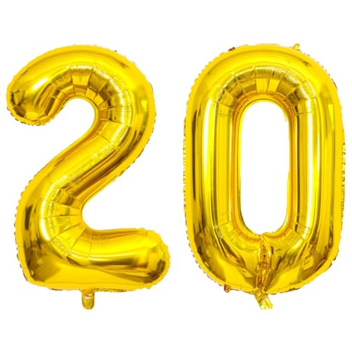 Image of Gold Number Balloons Birthday Balloons - Giant Gold Number 20 Balloon 40 inch, Numbers Balloon 10th Birthday Decorations, Gold Party Supplies for Women Men