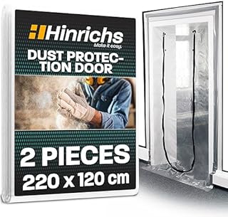 Hinrichs 2 x drzwi chroniące przed kurzem z zamkiem błyskawicznym, przezroczyste, drzwi przeciwpyłowe z zamkiem błyskawicznym, 220 x 120 cm
