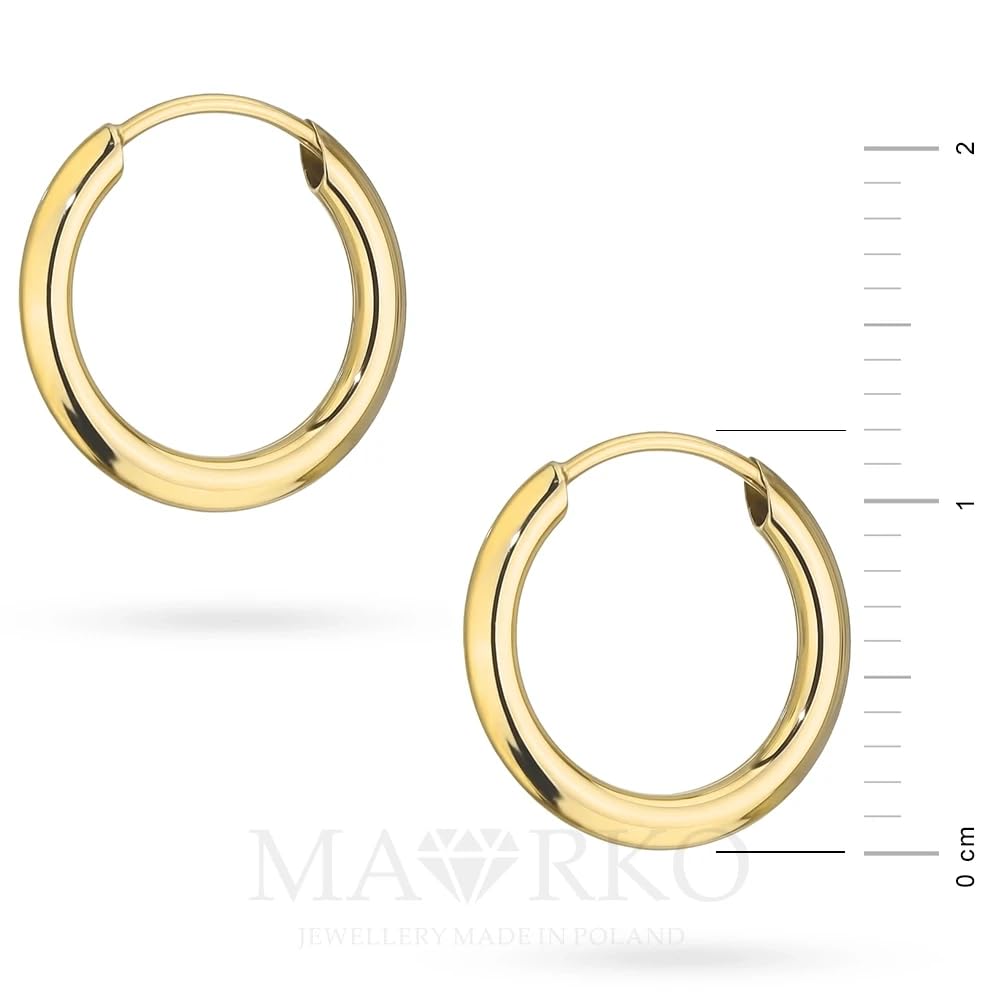 MARKO Echtgold Creolen Damen 12mm – Feine 14 Karat (585) Gold Ohrringe aus Gelbgold | Klassischer Schmuck für Frauen – Elegant zu Alltag, Oktoberfest & Weihnachten