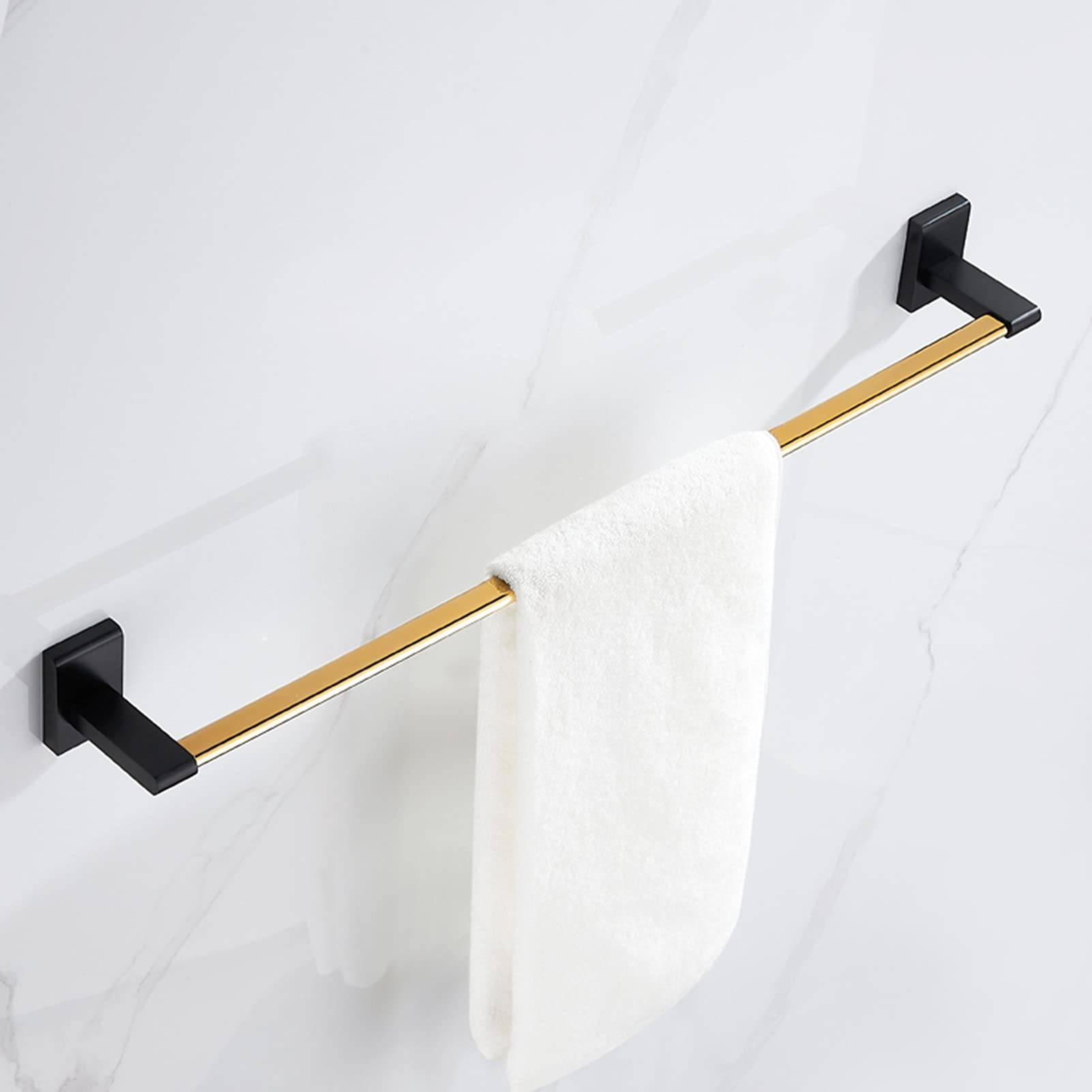 Varilla de toalla individual de la pared de la pared de la pared de 50 cm / 60 cm, barra de toalla de cobre sólido, soporte de toalla de cocina de baño Montaje de tornillos, oro negro ( Size : 60cm )