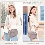 Crossbody Bag Damen Leder, Kleine Umhängetasche mit Breitem Gurt, Stylisch Handtasche Umhängetasche Damen mit Kartenschlitz Abnehmbar Schultergurt – Bild 2