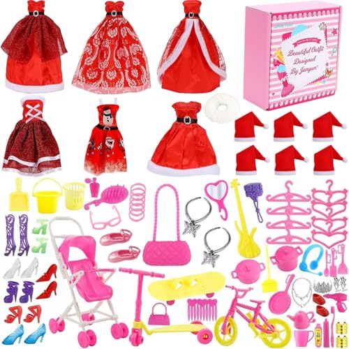 JANYUN Christmas Doll Dresses Accessories Princess Party Gown Outfits