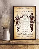 YAASIMOULE Wandkunst Wohndekor Dekorationsraum Valknut In der dunkelsten Stunde wenn die Dämonen kommen ruf mich an Bruder wir werden sie gemeinsam bekämpfen