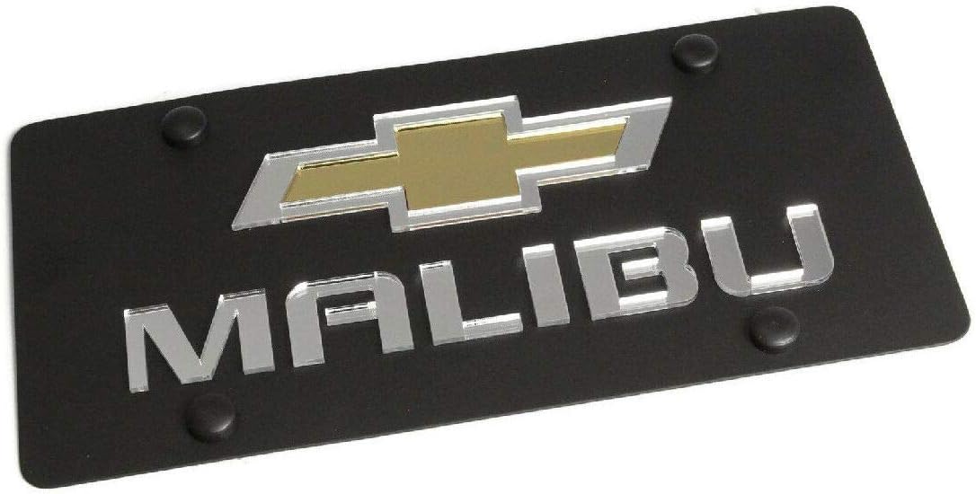 Compatible with Malibu Black Carbon Steel License Plate