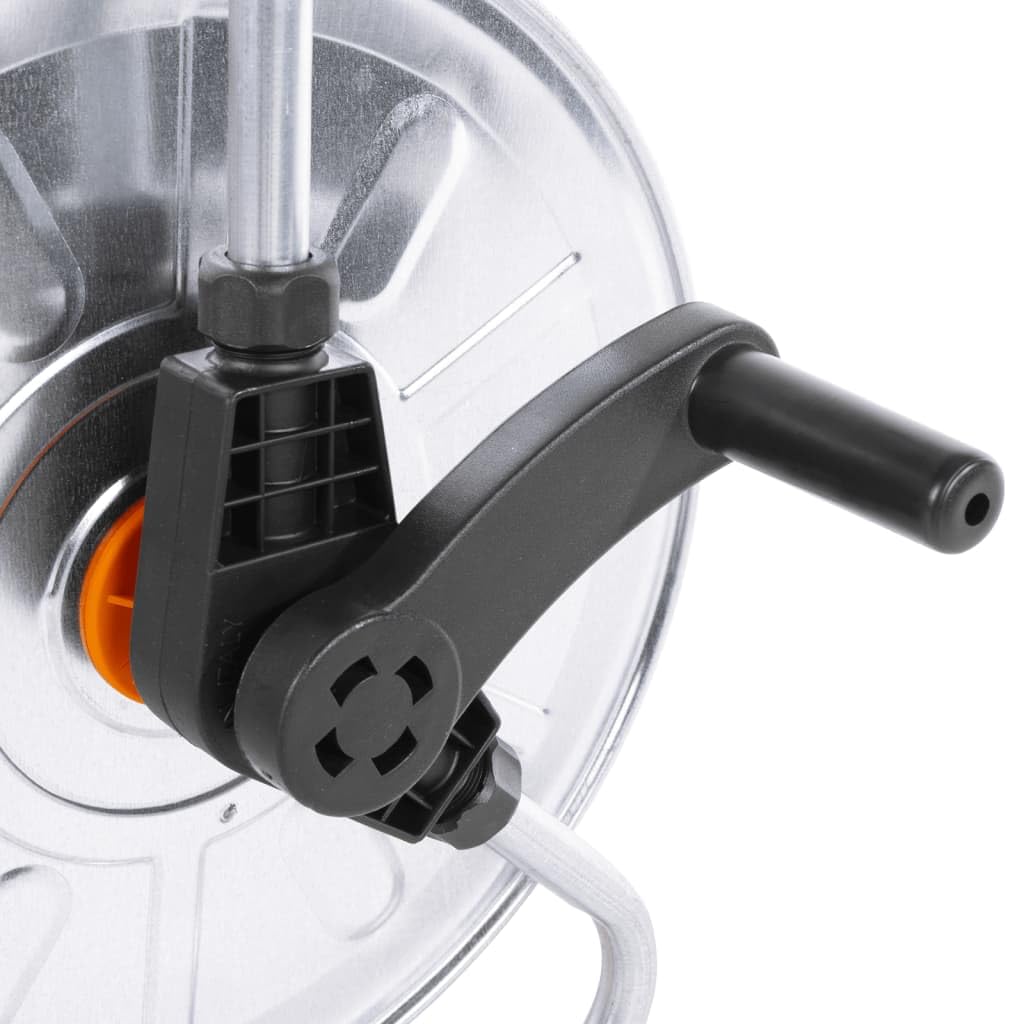 Avvolgitubo da parete per tubo da giardino da 50 m da 1/2", supporto orientabile in acciaio zincato, irrigazione da giardino salvaspazio, argento