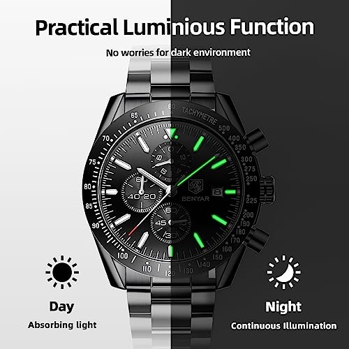 Image of BENYAR Mens Watch Chronograph Analog Quartz Movement Quartz Movement Sports Watch 30M Waterproof with Analog Date Watch Men Retro Street Style Men's Watch