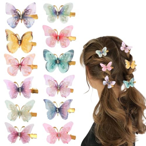 Tyqour 12 pzas pinzas mariposa pequeñas para cabello miniatura 1