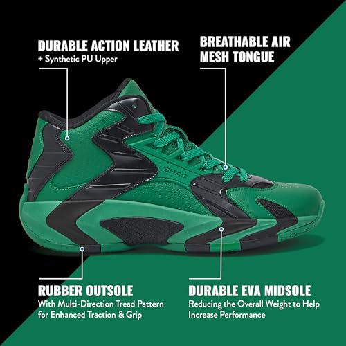 Image of SHAQ Devastator High Top Basketball Shoes for Men, Indoor or Outdoor Court Basketball Mens Sneakers - Black, White, Green, Blue, Orange or Red Size 8 to 15