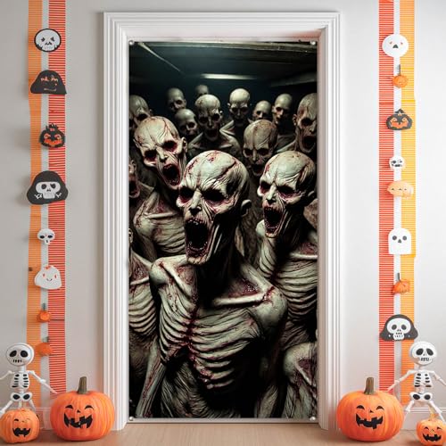 Image of BlissYard Halloween Entryway Banner Haunted House 35x71 Inch Polyester | Door Banner, Wall Decor | Haunted Figure Entry Accent, Haunted House Backdrop | Porch, Hallway, Party (Spooky Art)