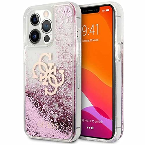 Guess GUHCP13XLG4GPI Coque pour iPhone 13 Pro Max 6,7" Rose 4G Big Liquid Glitter