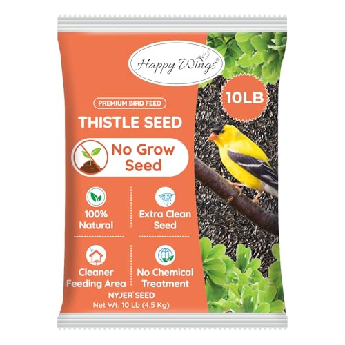 Happy Wings Nyjer/Thistle Seeds Wild Bird Food - 10 Pounds I No Grow Seed I Bird Seed for Wild Birds