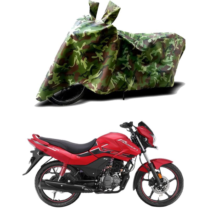 Image of 100% Water Resistant Bike Scooty Two Wheeler Body Cover Compatible for Hero Passion Pro XTec Disc /UV-Rays /Heat Protection /Birds Dropping /Scratchproof /Dust Proof /Waterproof /All [Green MJ]