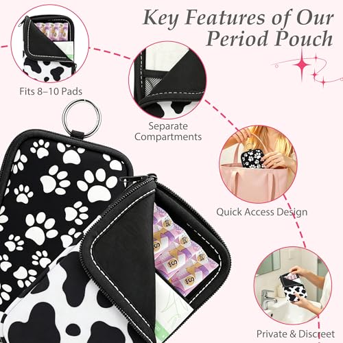 Image of KJQJLY 2 Pack Portable Tampon Organizer Bag Tampon Holder & Storage Case with Zipper for Travel, Discreet Period Bag for Purse, Waterproof Feminine Products Pouch for Women (Animal Pattern)