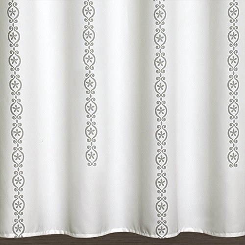 Lush Decor, Gray Stripe Medallion Shower Curtain-Fabric Mandala Bohemian Damask Print Design, 72" x 72", Grey - Image 3