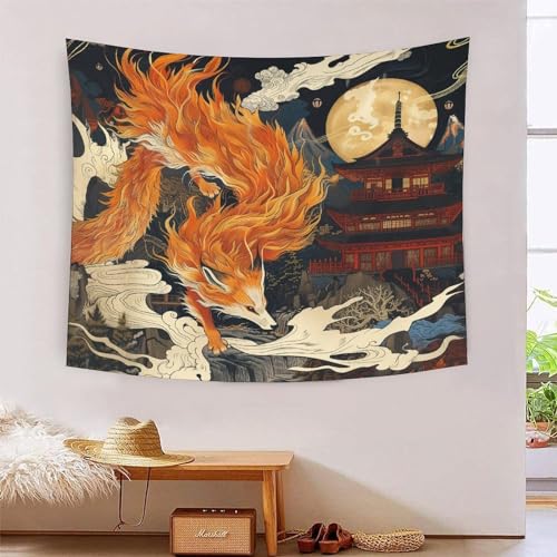 Tapisserie murale tissu renard 3D grand format 180x230cm salon et chambre