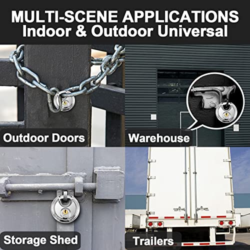 Keyed Padlock, 2 Pack Stainless Steel Discus Lock Heavy Duty With 6 Keys, 3/8 Inch Shackle Waterproof And Rustproof Storage Lock For Warehouse, Garage, Storage Locker, And Outdoors (Keyed Different) #TOP3