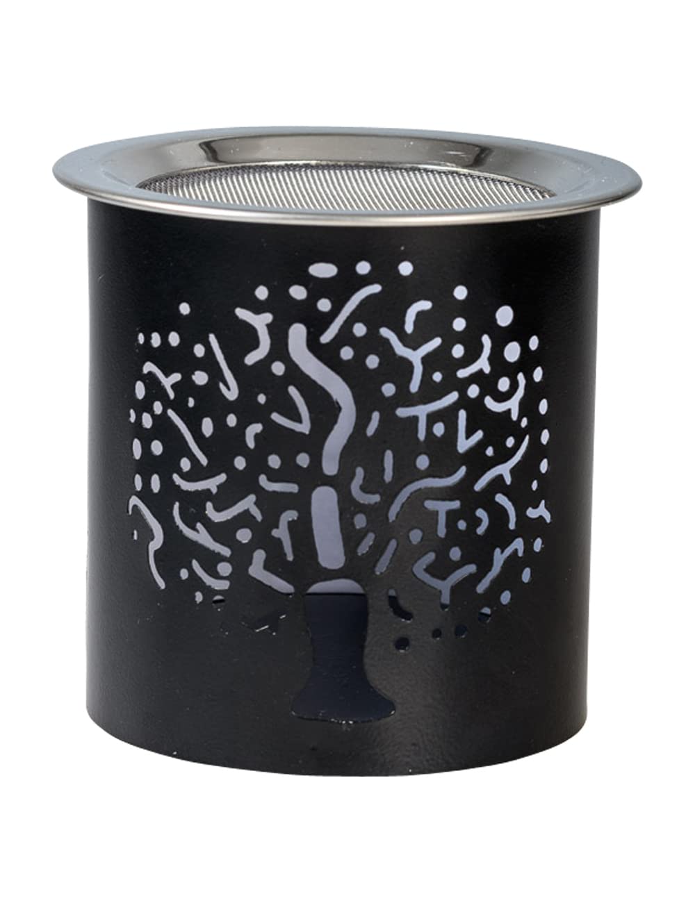 Black Iron Incense Warmer with Tree of Life Motif - Handmade, Strainer for Smoking with Tea Light, Aromatherapy Warmer, 8 cm Height - Perfect for Meditation and Spiritual Atmosphere