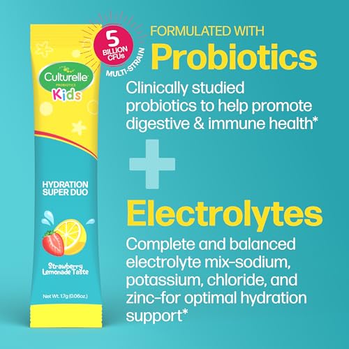 Culturelle Kids Probiotics + Electrolytes, Strawberry Lemonade, 30 Packets - image 5