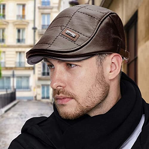 Boina Masculina Italiana Em Couro Luxuosa e Confortável Cor:Marrom;Tamanho:Ajustável