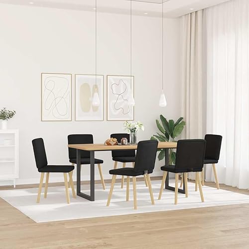 Vista 14 de Modern Dining Chairs 2-Piece Set Black Fabric Upholstered Kitchen Chairs with Metal Frame and Foam Padding for Dining Room Living Room Farmhouse