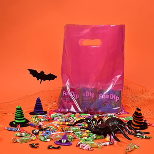 Prime Line Packaging Plastic Gift Bags, Colored Party Bags with Handles, 2 Mil Die Cut, for Kids Birthday, Merchandise, Goodies, Books, Bulk, 12x15, 100 Pack - Thumbnail 3