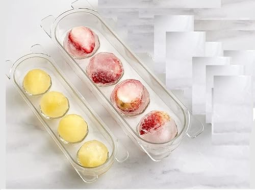 Fazlanix Ice Ball Maker, Round Ice Cube Mold, 2 Sizes Whiskey Ice Mold With Lid, Plastic Ice Cube Tray For Cocktail & Bourbon #TOP4