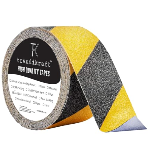 Image of 50mm x 18 meter Yellow & Black Anti Skid Anti Slip Grip Tape for Stairs Adhesive Caution Tape for Slippery Floors Staircase Ramps Indoor Outdoor Use Keeps You Safe