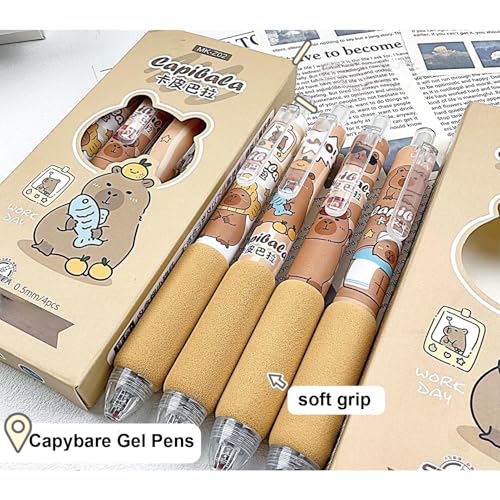 MOZXIRZ 4 Pcs Cute Capybara Bolígrafo Gel 0.5mm Tinta Negra miniatura 2