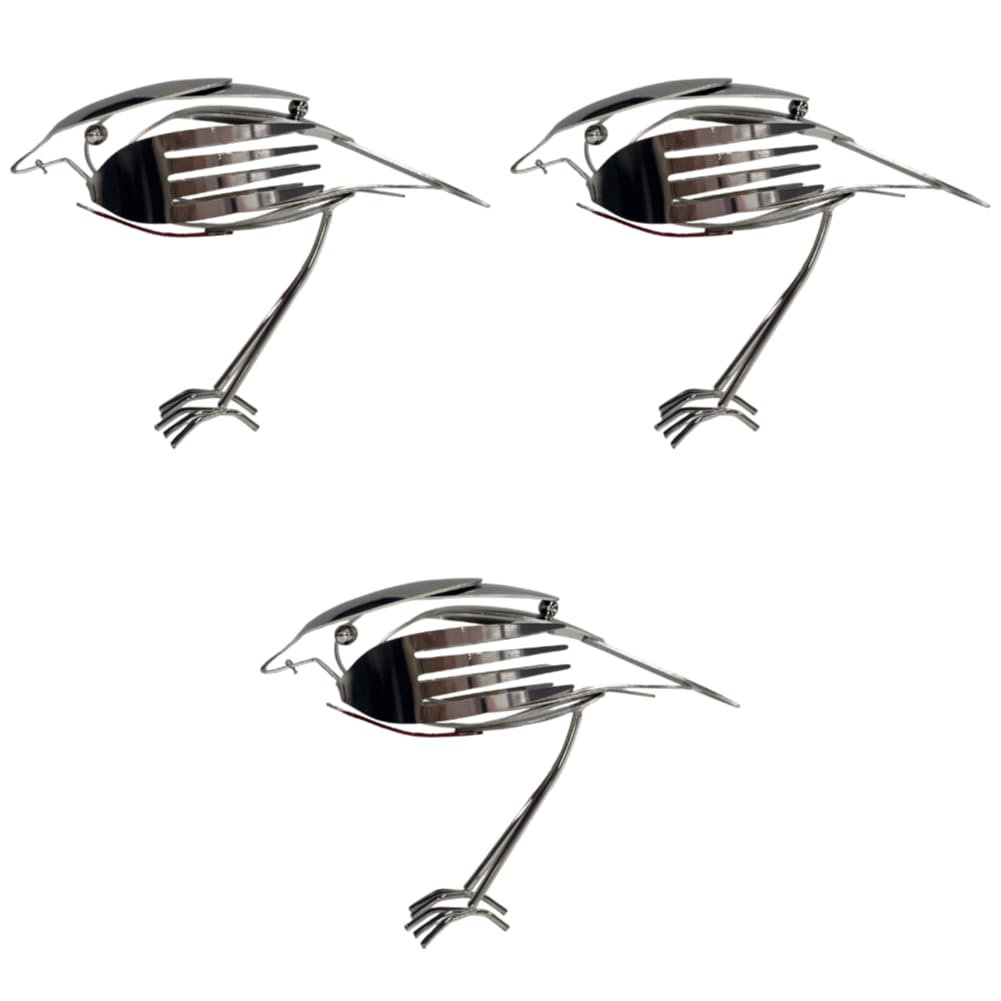 HTU Robin Recycled Fork & Spoon Bird Statue, Handcrafted Recycled Cutlery Avian Sculpture, Utensil Creative Design Bird Statue for Outdoor Garden Yard Decor-3PCS