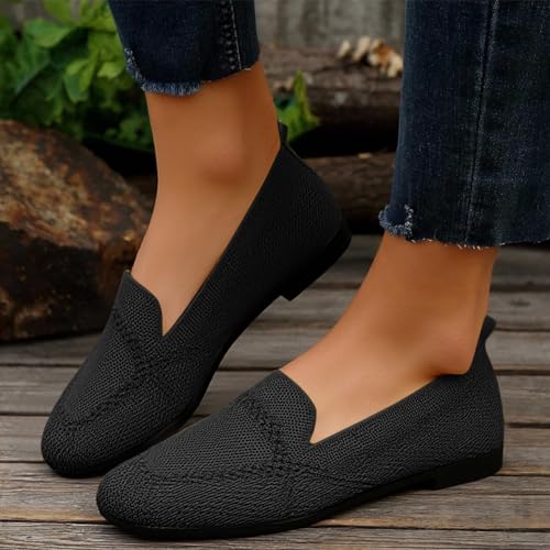 Women's Ballet Flats Shoes Women's Lightweight Knitted Loafer Comfortable Casual Dressy Mesh Slip-On Ballerina Walking Shoes3