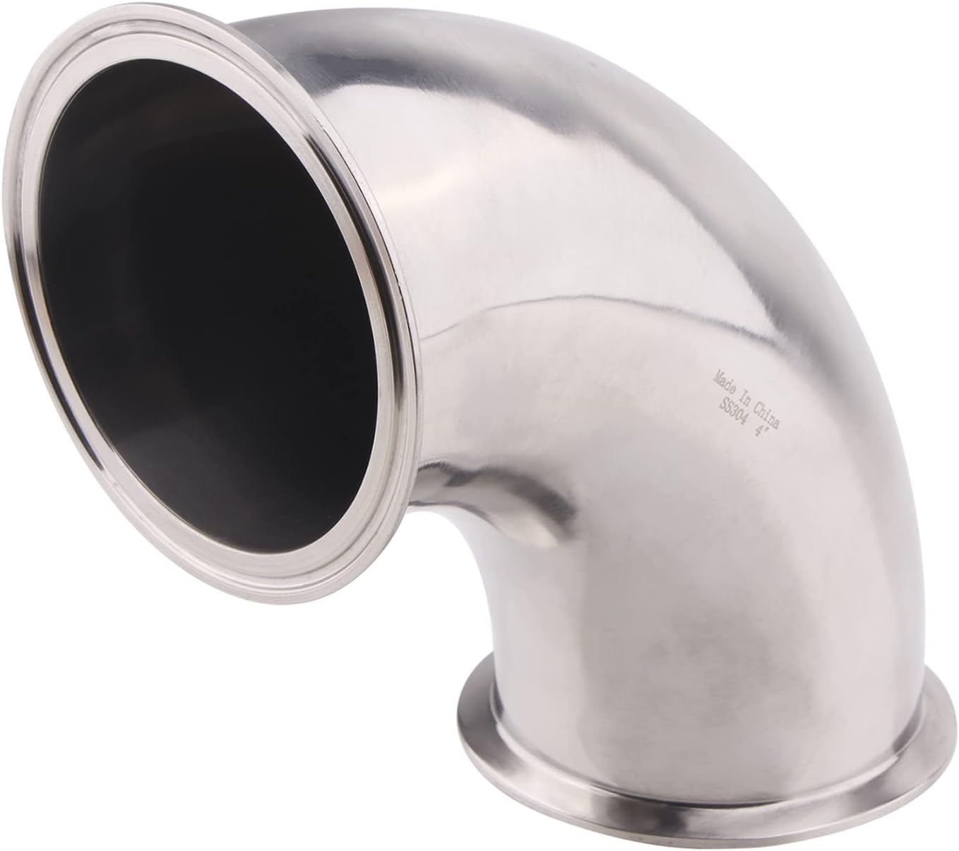DERNORD Sanitary Ferrule Elbow 90 Degree Pipe Fitting with Silicone Gaskets SS304 Tri Clamp (4" Tube OD)