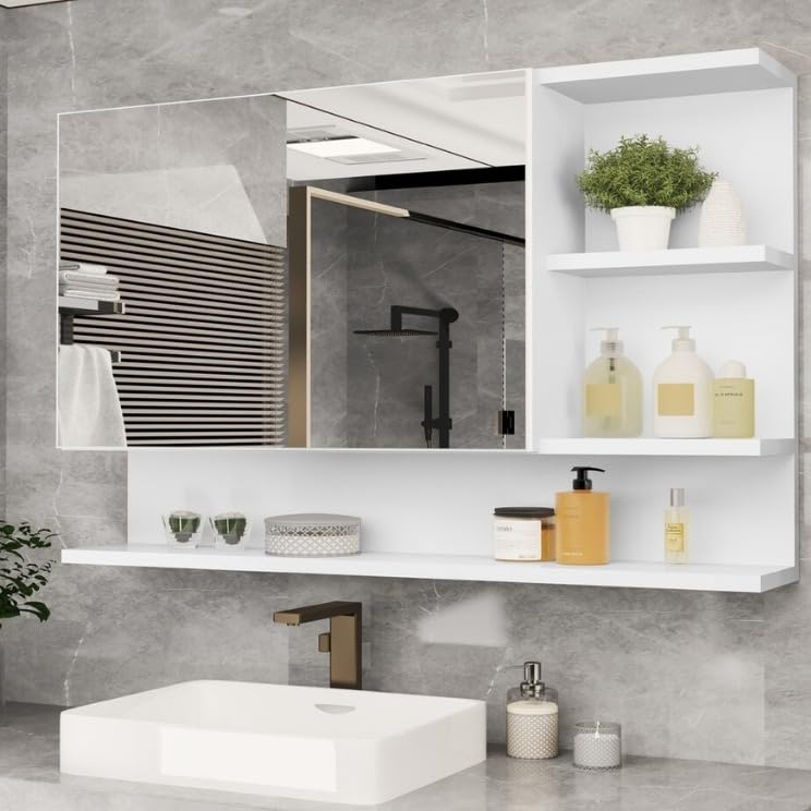 Armario Espelheira Para Banheiro 1 Porta Cleópatra (Branco)