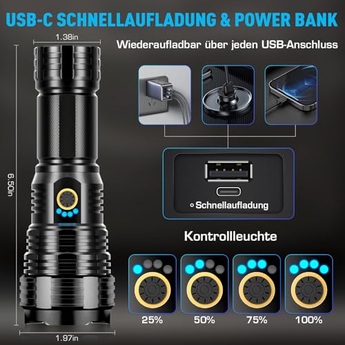 Glarylight Torch LED Rechargeable 1,000,000LM - Image 6