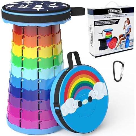 LOCYOP Portable Stool with Swivel Cushion Bag&Carabiner,Collapsible Stool,More Sturdy and Lightweight Camping Stool Telescoping Stool for Mountain Hiking BBQ,Max Load Capacity 440IBs Cover