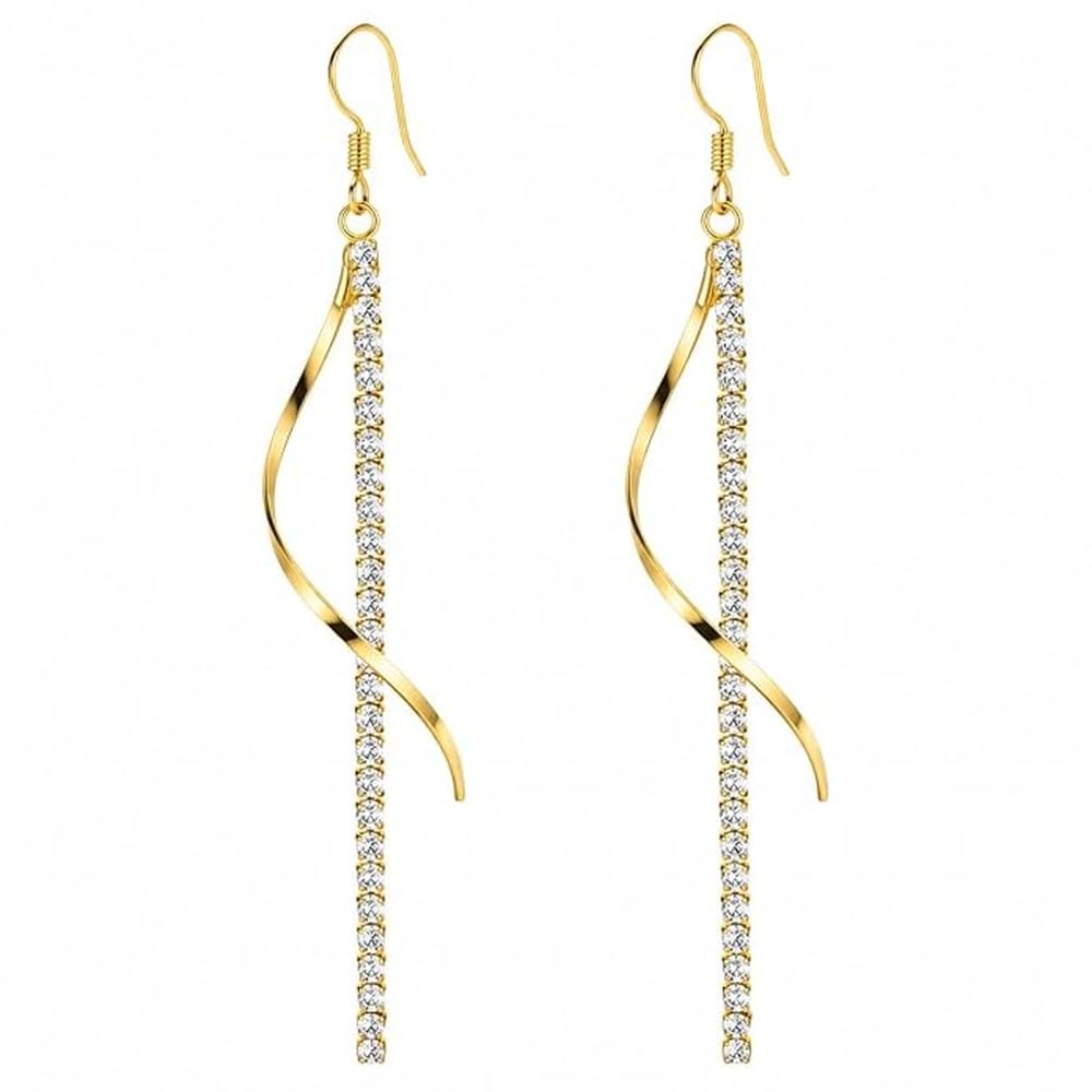 Dangle Earrings for Women, Long Drop Earrings, Fashion Jewellery (Golden)