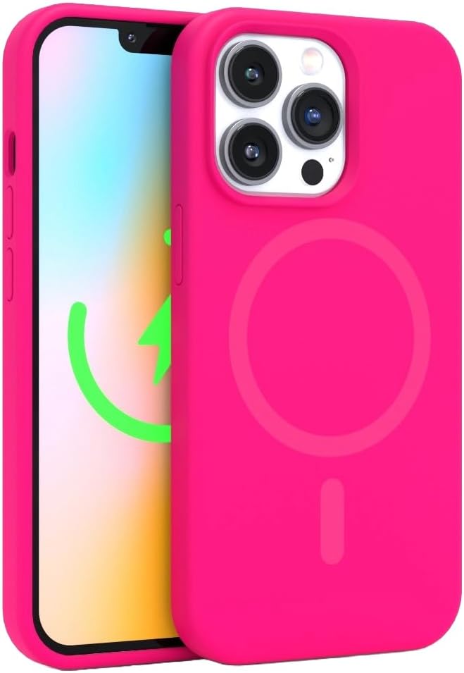 FELONY CASE – Apple iPhone 15 Pro Max Case Silicone - MagSafe Compatible, Vibrant Neon Color with Anti-Scratch Microfiber Lining, Non-Slip Grip & 360° Shockproof Protective Case (Pink)